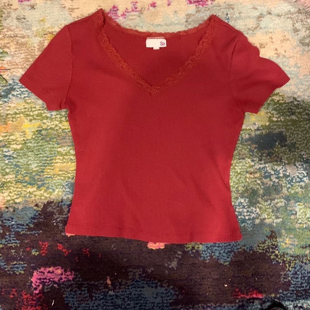 Red lace blouse